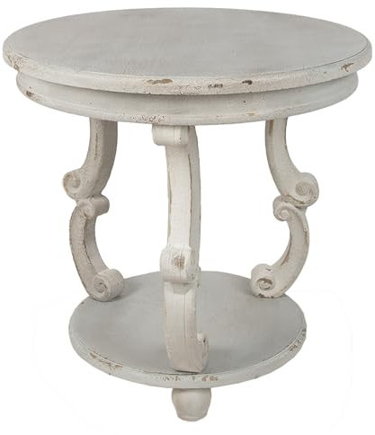 Clayre & Eef Beistelltisch Ø 66x64 cm Grau Holz Rund Pflanztisch