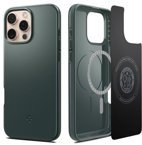 Spigen Thin Fit MagFit Case for iPhone 16 Pro Max, Compatible with MagSafe Accessories - Abyss Green