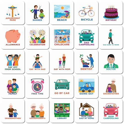 Smarfer - Pictogrammes magnétiques pour planificateur hebdomadaire - 50 pièces - Anglais - pour enfants - Activités de plein air - Routine quotidienne - Planificateur d'autisme - Aimants - Tâches de