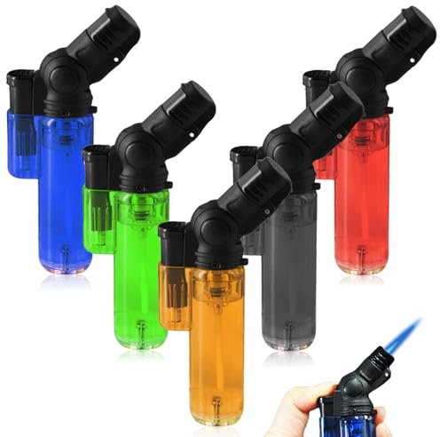 Gasfeuerzeug, nachfüllbar, mit Jet-Flamme, 5 Mini-Brenner für Küche, Konditorei, Camping, Sturmfeuerzeug (Gas nicht im Lieferumfang enthalten)