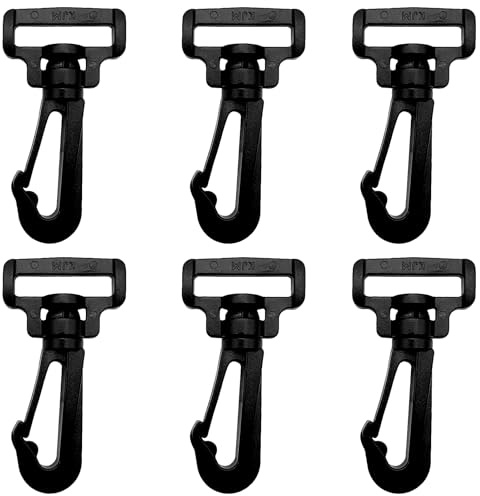 LiteTour 6 pezzi Clip girevole in plastica da 38 mm, moschettone di bloccaggio resistente per cinghie, fibbia girevole a 360° per zaini, guinzagli per animali domestici, bagagli, attrezzi da esterno,