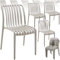 TecTake® Set of 4 Garden Chairs in Light, Airy Design, Outdoor Chairs in Weather-Resistant Plastic with Slatted, Curved Seat, Stackable Garden Chair Set for Backyard, Patio, Balcony - Taupe