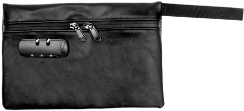 Small Password Storage Bag,Waterproof & Cut-Resistant PU Money Pocket with Waterproof Lockable Cash Bag with Zipper & Handle for Cash,Keys,Jewelry, Other Valuables