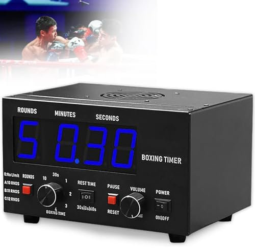 Temporizador de Gimnasio Sports Timeter, Temporizador de Intervalos de Boxeo Clásico, Tiempo de descanso de Entrenamiento Opcional Y Número de Repeticiones de Bucle,Blue