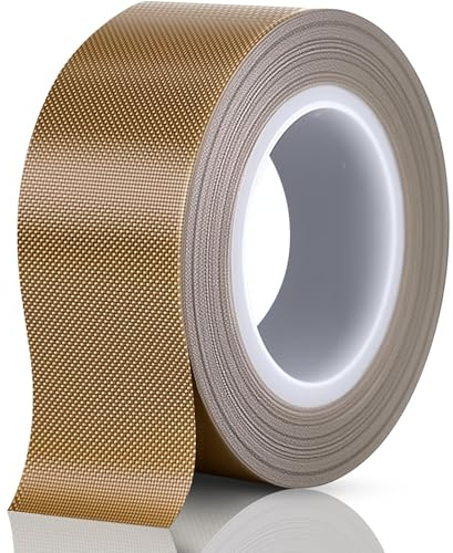 sturiz Cinta Alta Temperatura 0.18x25mmx12m Cinta Adhesiva Ignifuga de Teflon Alta Temperatura para Envasadora al Vacío Sellado a Mano