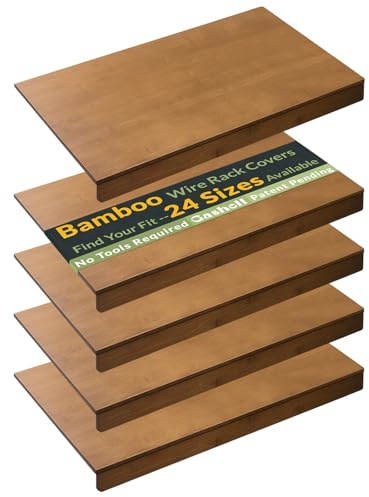 Gashell Wire Shelf Covers, Bamboo Wire Rack Covers for Pantry, Closet (5pcs, 24 W x 16 D)