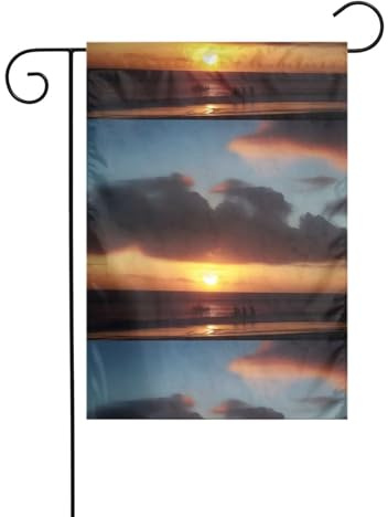 WHJDPP Banderas de jardín con impresión de puesta de sol de Bali de 12 x 18 pulgadas para decoración de patio con 3 cm de ancho de posición de poste (solo bandera, no incluye mástil)