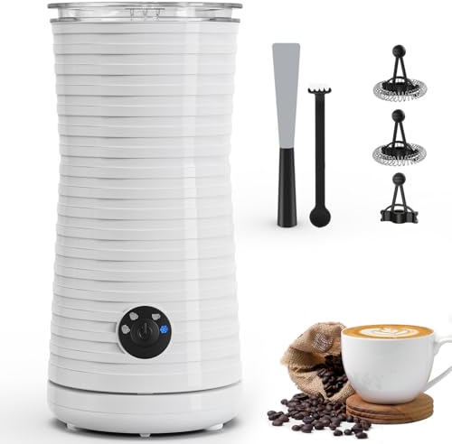 Morpilot 4-i-1 elektrisk mjölkskummare med kallt varmt skum och mjölkvärmare, automatisk emulgeringsmedel, 400 W, 240 ml, för cappuccino, macchiato, latte