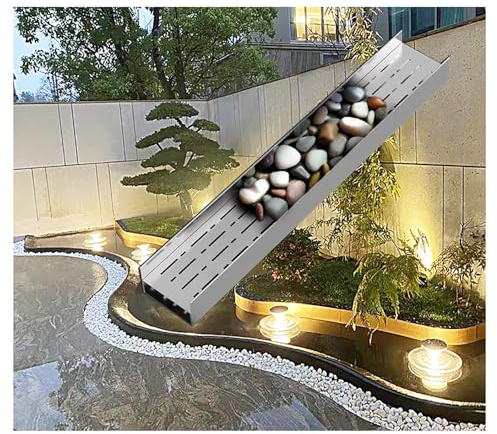 Canale di drenaggio per cortile，canale di grondaia in metallo per paesaggi esterni，piccolo canaletta scolo acqua piovana acciaio inox 304，fossato di drenaggio in ciottoli(H4*W15CM/H1.57*W5.91IN)