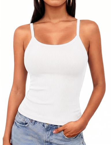 Aottori Vest Top Women UK Scoop Neck Ribbed Slim Fit Sleeveless | Spaghetti Cami, Minimal Fashion, Smooth Feel, Party Clothing, Vacation Wear, Daily Layer, Feminine Shape