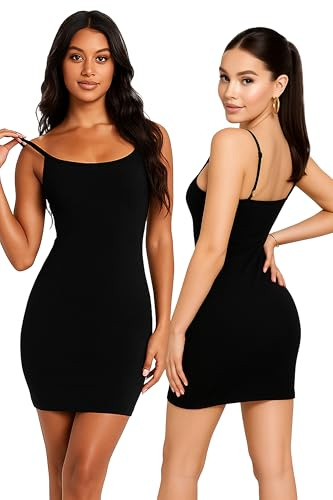 Re Tech UK - Cute Womens Plain Cami Strappy Bodycon Dress - Perfect for Going Out - Short Dresses for Women, Black Mini Dress, Party Dresses, Slips (UK 12-14 M/L, Black)