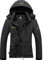 GEMYSE Damen Wasserdichte Berg-Skijacke Winddichte Skijacke Fleece Outdoor-Winterjacke mit Kapuze (Eisen Grau,XL)