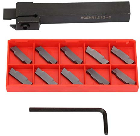 Fafeicy Inserti Indicizzabili per Tornio CNC Set da 10 Pezzi in Metallo Duro 12x12mm/0,47x0,47in con 1 Portautensile per Tornitura