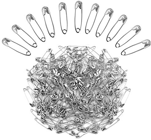 Hononwii 100 Pcs 19mm Sliver Safety Pins, Strong Nickel Plated Stainless Steel Small Safety Pin Assorted for Clothes, Arts & Crafts, Sewing and Pinning