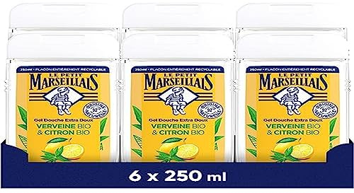Le Petit Marseillais - Extra Soft Organic Verbena & Organic Lemon Shower Gel (6 Bottles of 250ml) - 92% Natural Origin Ingredients - Fully Recyclable Bottle