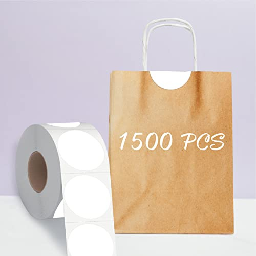 1500 étiquettes rondes de codage couleur, autocollants à pois ronds blancs autocollants amovibles pour l'organisation de l'inventaire, classification des fichiers avec ligne de perforation en rouleau