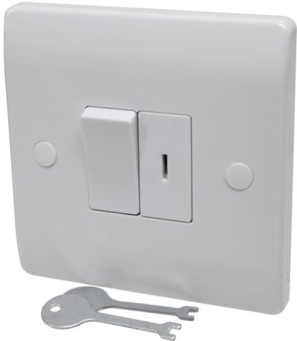 2 Gang Light Switch - 10A 2 Way and 10A DP Emergency with Test Keys - White Rounded Edge