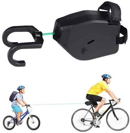 Bike Tow Rope Bike Trailer for Kids with Stronger Hook - Easy Install, Kids Tow Behind Bike System, Retractable Tow Strap for Effortless Riding, Secure Children's Bicycle Traction Rope (Black)