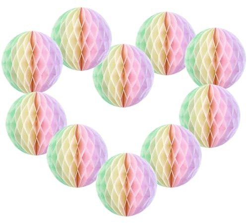 Pastel Hanging Honeycomb Ball, Rainbow Party Decorations，Pastel Birthday Party Decor for Macron Birthday Classroom Baby Shower Bridal Wedding Decor, Set of 9