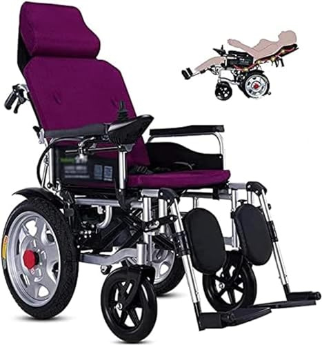 Silla de ruedas eléctrica con reposacabezas, 25 millas de largo alcance de viaje, motor dual, plegable, ligera, portátil, todo terreno, silla de ruedas motorizada