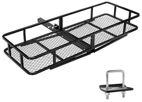 ERSINIAN Barra para Estante de Canasta Trasera para vehículo Todoterreno, portaequipajes de 5 cm/2 Pulgadas, Capacidad de Enganche de 500 Libras, construcción de Acero