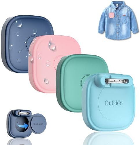 4-Pack Silicone Cases for Tile Mate 2024 with Pin, Waterproof Hidden Holder for Tile Life360 Mate Tracker Case for Child/Elderly/Pets Collar/Shoelaces/Clothes/Backpack (Dark Blue+Pink+Green+Sky Blue)