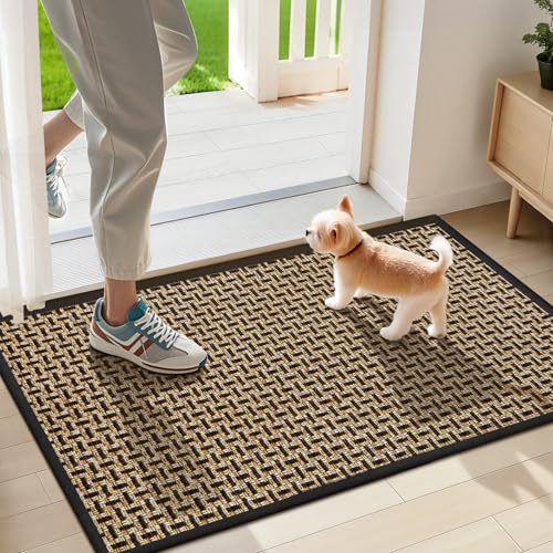 LEKEEPGO Felpudo Entrada Casa 43x75cm, Alfombra Entrada Casa Antideslizante, Tapete Entrada Absorbentes, Alfombrilla Lavable para Balcón, Pasillo, Cocina, Negro