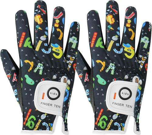 XJBTBA Guantes de Golf para jóvenes para Todo Tipo de Clima, Suaves para Mano Izquierda Derecha, Agarre de Lluvia, Valor Transpirable, Paquete de 2, Guantes de Golf para niñas y niños, Resistentes al