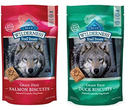Wilderness Blue Buffalo Trail Treats Grain-Free Dog Biscuits 2 Flavor Variety Bundle: (1) Duck, and (1) Salmon, 10 Ounces