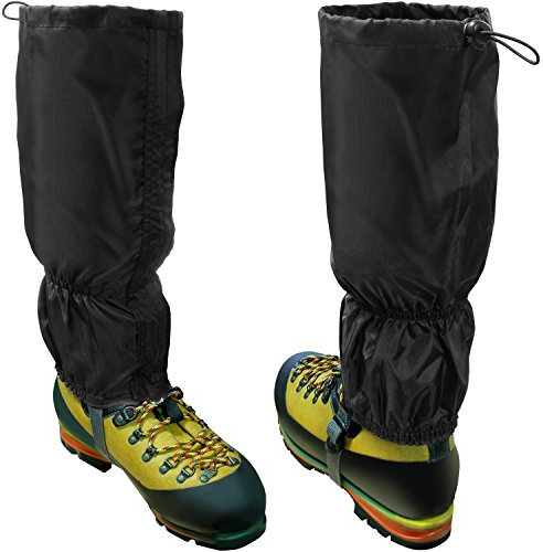 CampTeck U6843 Wasserfeste Gamaschen Polyester (Einheitsgröße) Wandern, Laufen, Orientierungslauf, Bergsteigen, Klettern, Jagen, Schnee oder feuchte Outdoor Abenteuer - 1 Paar - Schwarz
