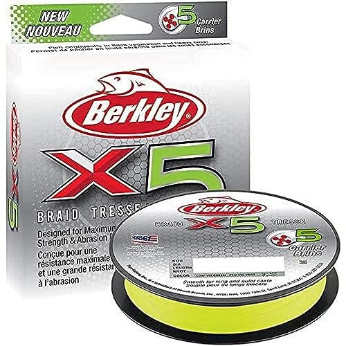 Berkley X5 Geflochtene Schnur, 14.2kg| 165yd | 150m, Fluro Grün