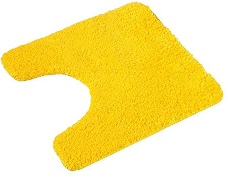 PANA® WC Vorleger mit Ausschnitt für Klo (45x45 cm) • Rutschfester Klo Vorleger mit Ausschnitt • Badezimmer-Teppich Toilette • Bad-Vorleger waschbar • Extrem saugstark • Farbe: Gelb