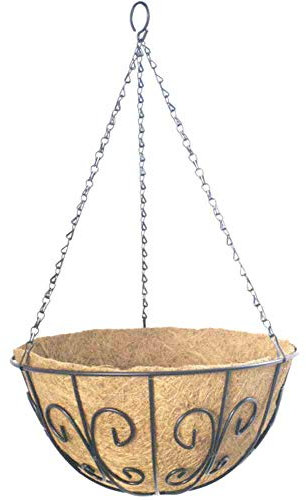 Siena Garden Hängeampel Swirl schwarz mit Kokoseinlage 35cm