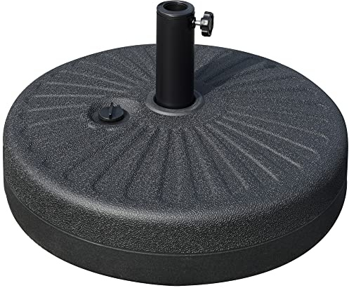 Outsunny Base de Sombrilla de Jardín Rellenable de Agua 22 kg Soporte de Parasol Redondo Apto para Postes de 38mm/48mm Portátil para Terraza Patio Ø51x30,5 cm Negro