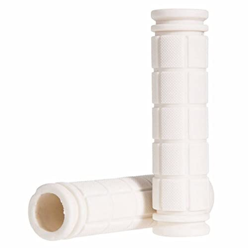 1 par de empuñaduras de bicicleta ergonómicas para niños, color blanco, antideslizantes, de goma suave, para bicicleta de montaña