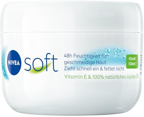 NIVEA Soft Erfrischende Feuchtigkeitscreme, leichte Creme mit Vitamin E und 100% natürlichem Jojoba-Öl, schnell einziehende Hautcreme für intensive Feuchtigkeit (375 ml)