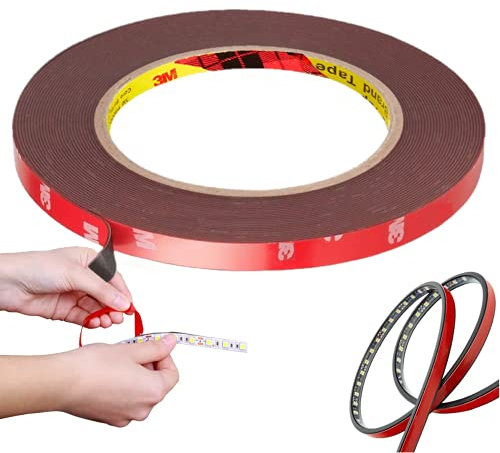CANOPUS Nastro Biadesivo Extra Forte, Biadesivo Sottile (10 mm x 9,75 m), Impermeabile Biadesivo per Decorazioni Per la Casa, Nastro Biadesivo per Auto, Biadesivo per Striscia LED