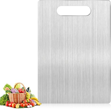 Pavlleen Tagliere in acciaio inox,Tagliere in Titanio per Cucina,Tagliere in titanio,Igiene e Durata Tagliere,per tagliare carne,pane,verdura,frutta (39 x 28 cm)