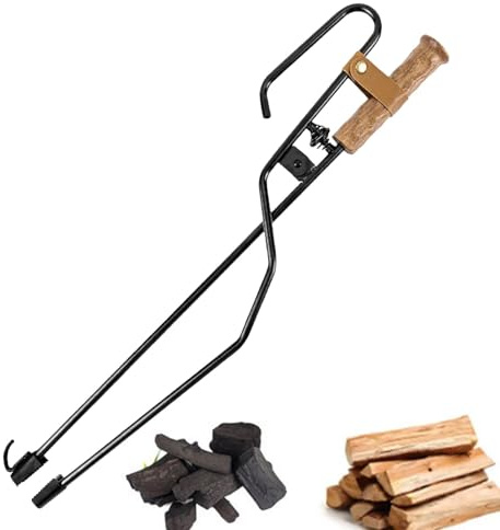 Pinza a carbonella – 50,5 x 9 cm per focolare | Pinza per fuoco | Utensili per miniere | Fire Poker multifunzione | Pinza per caminetti | Pinza per legna da ardere, pinza per camino, bastone soffiato