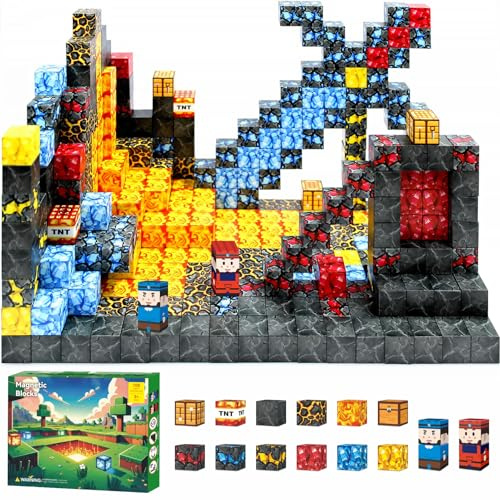 Yolla Loos 108PCS Giocattoli di Blocchi di Costruzione Magnetici - Set di Giocattoli Montessori, Blocchi Magnetici per Ragazzi e Ragazze dai 3+ Anni