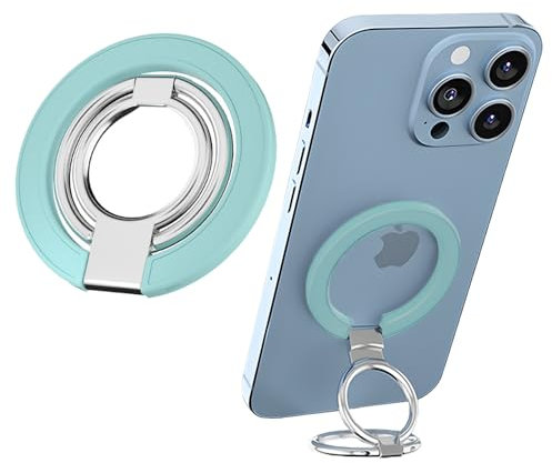 Koemcy Poignée pour Téléphone Portable en Métal Et Silicone Support Rotatif À 360 Degrés Anneau De Maintien pour Smartphone Accessoire Ergonomique Et Pratique(Blue)