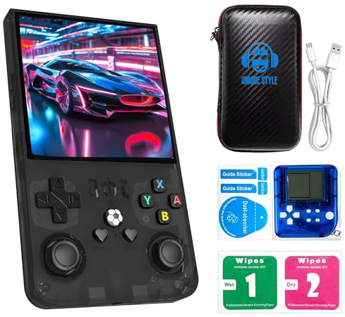 R36s max Retro Gaming Console Handheld Game Console , Game Emulator Handheld Console, 4K HD 4.0 IPS Screen, Preloaded 18,000+ Retro Games Portable Video Games(Black 64GB MAX)