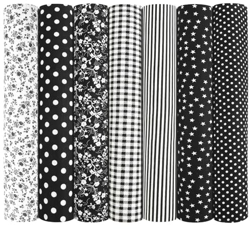 AOOSA 7 pezzi Quadratini di Stoffa 50cm x 50cm, 100% Patchwork Cotone Tessuto, Tessuti Motivi Stampati Stoffe, Quadrati Pretagliati Floreali per Cucito Creativo, Artigianali, Decorazioni Fai da Te
