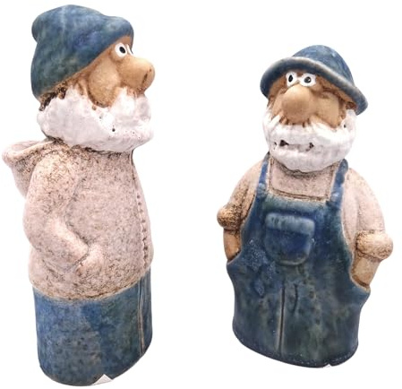 Logbuch-Verlag Juego de 2 figuras decorativas de marinero de gres azul y marrón, 13 cm, figuras marítimas para baño, pasillo o alféizar de la ventana