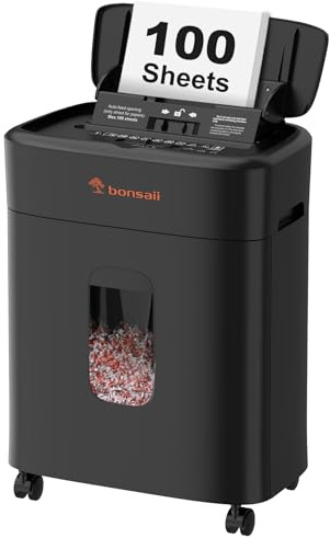 Bonsaii 100-Sheet Auto-Feed Micro-Cut Heavy Duty Shredder for Home Office