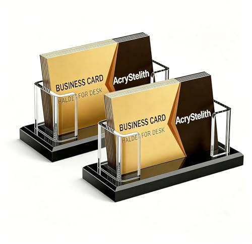 AcryStelith 2 pieza Soporte acrílico para tarjetas de visita, Soporte para Tarjetas de Visita, Portatarjetas de Visita de Escritorio, Se Adapta a 60-80 Tarjetas de Visita, Para Hoteles, Oficina