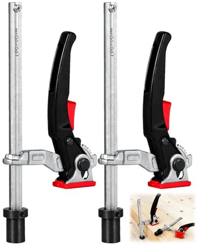 ZUGJOZD Pack of 2 all-steel hold-down lever clamp, 20 m, hold-down holder, 20 mm clamping element, clamping range, 160 mm, table clamp, compatible with bessey one-handed clamp, multifunctional tables