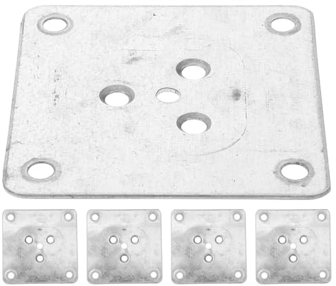 TOYANDONA Iron Furniture Leg Mounting Plates to Strengthen Silver 5pcs Furniture Thick Flat Attachment Plates for Repair Sofa Table Legs