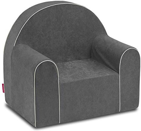 Badum - Kindersessel ab 2 Jahre - Kinder Sessel - Stabil, Bequem, aus Schaumstoff - mit Abnehmbarem Bezug, Waschbar - Geschenkidee, Geschenk zum Geburtstag für Mädchen, Junge - Grau
