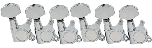 Musiclily Pro R15J 6 in Line Guitar Sealed Tuners Tuning Keys Pegs Machine Heads Set for Fender Strat Tele Style Guitar, Chrome